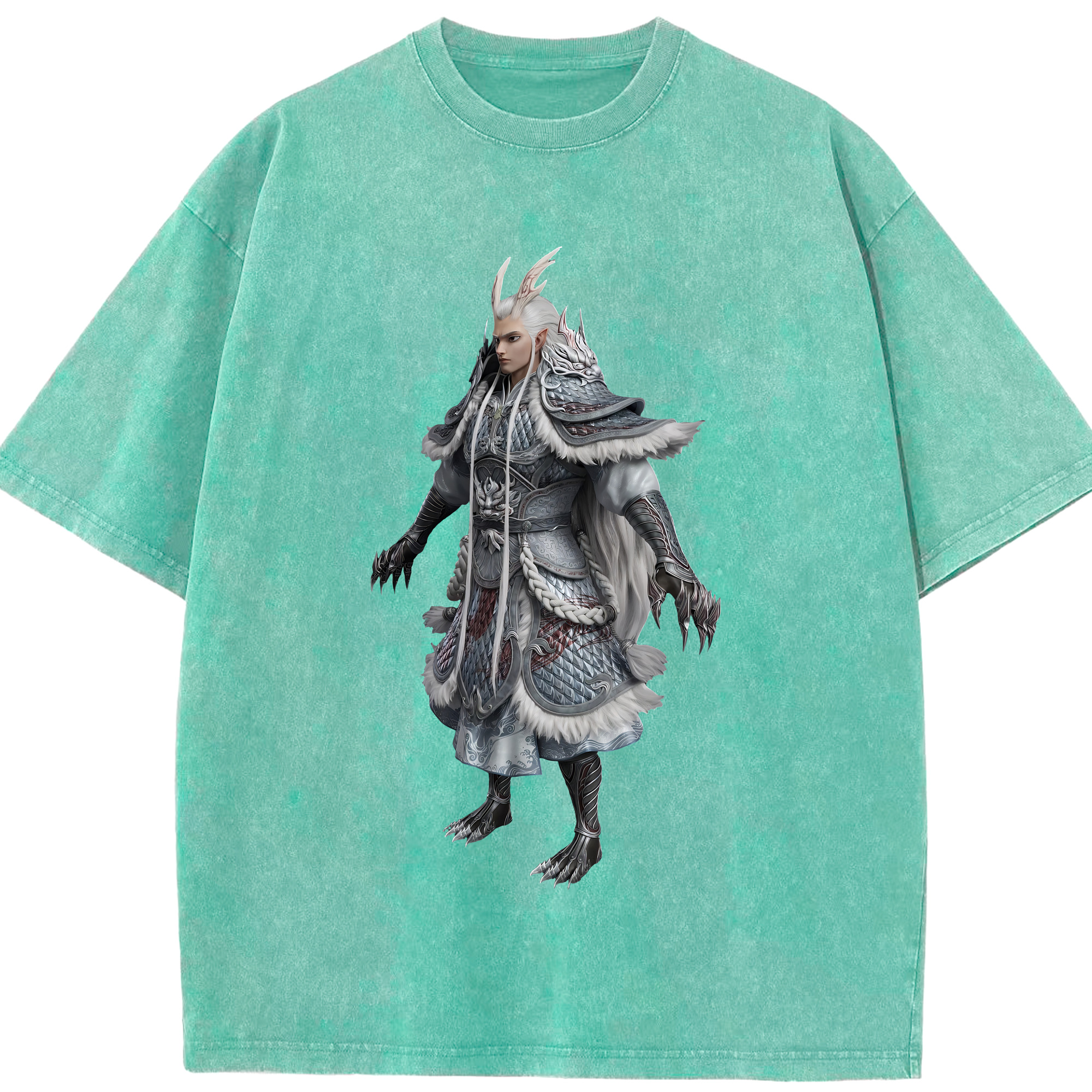 （画像用） Ne Zha 2 ナタ 魔童の大暴れ 綿100% ヴィンテージ風 半袖Tシャツ（フロントプリント）